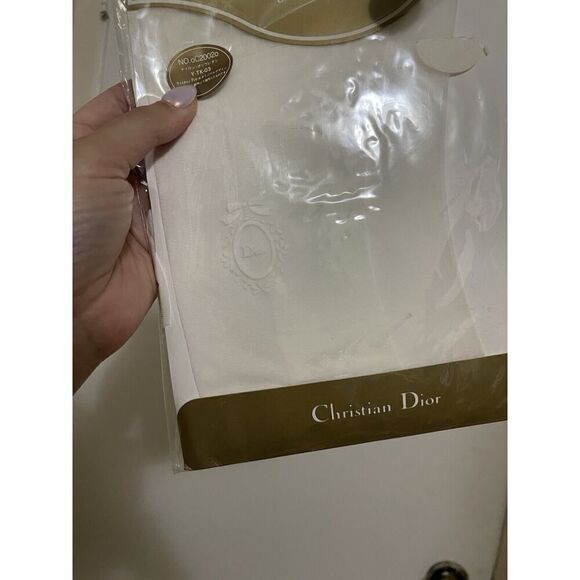 CHRISTIAN DIOR BAS COLLANTS white logo vintage pantyhose medium c2002 ytk-03 - Picture 5 of 6